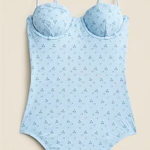 J. Crew Light Blue Eyelet One Piece Swimsuit